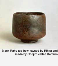 Black Raku tea bowl Kamuro
